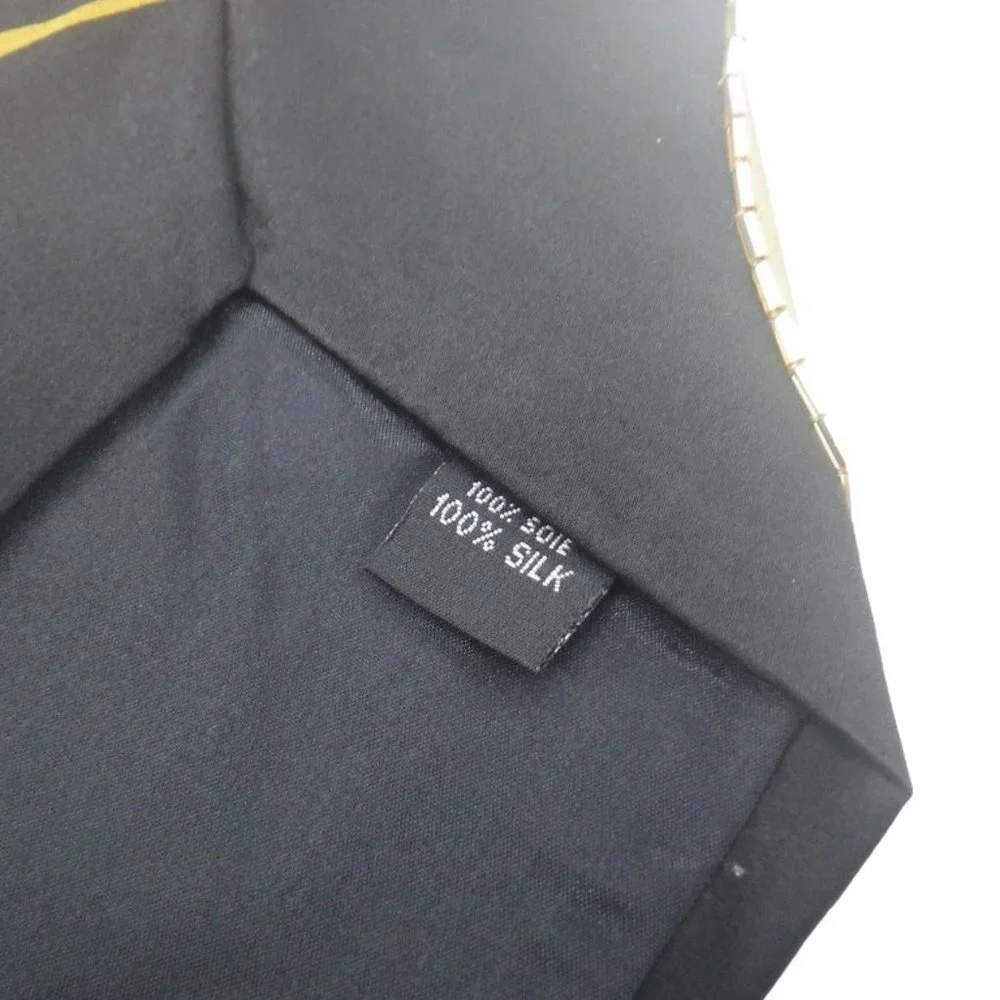 Black Silk Necktie with Gold Beaded Jazz Saxophone, Fun Music Tie, Orchestra NWT